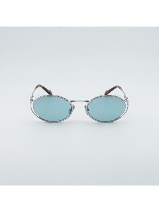 Miu Miu MU52YS 1BC20R Sunglasses Silver Oval Frame, Blue Lenses main image 11